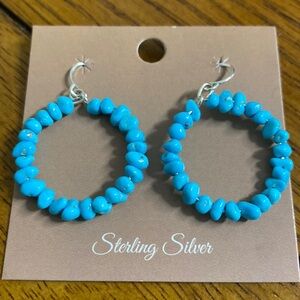 Turquoise Sterling Silver round pierced earrings